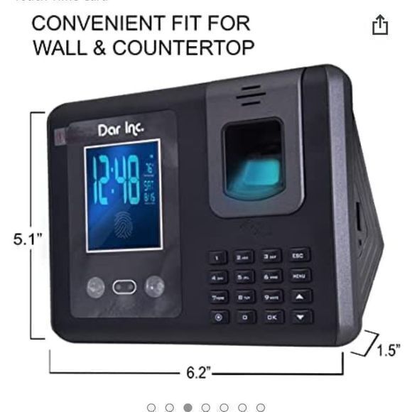 Dar Inc. One-Touch Employee Time Clock Biometric Fingerprint Facial - Picture 2 of 10